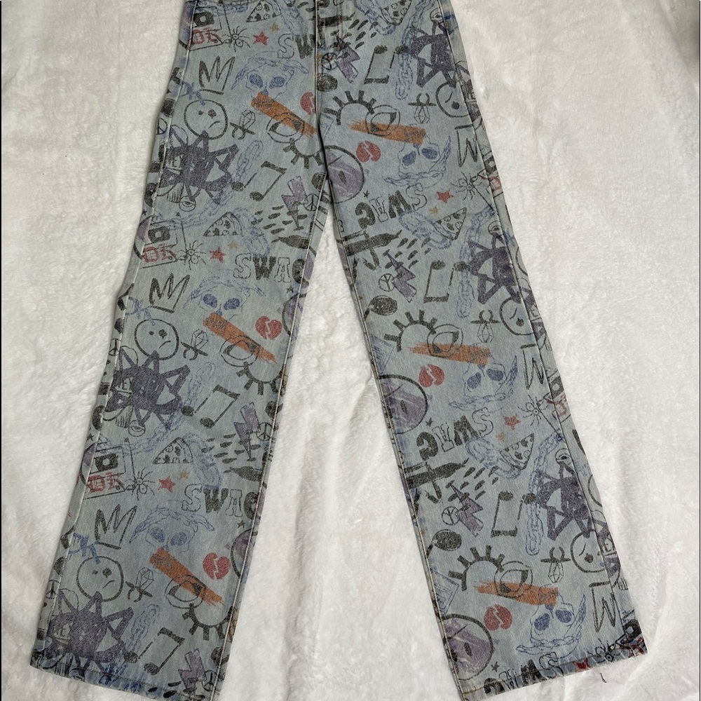 Adika wide leg graphic high waisted jeans
